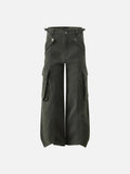DAXUEN High-waisted wide-leg cargo pants in olive green