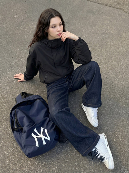 DAXUEN High-waisted wide-leg denim pants — model photo