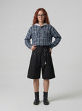 DAXUEN High-waisted wide-leg shorts with pleats and charm — model photo
