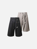 DAXUEN High-waisted wide-leg shorts with pleats and charm