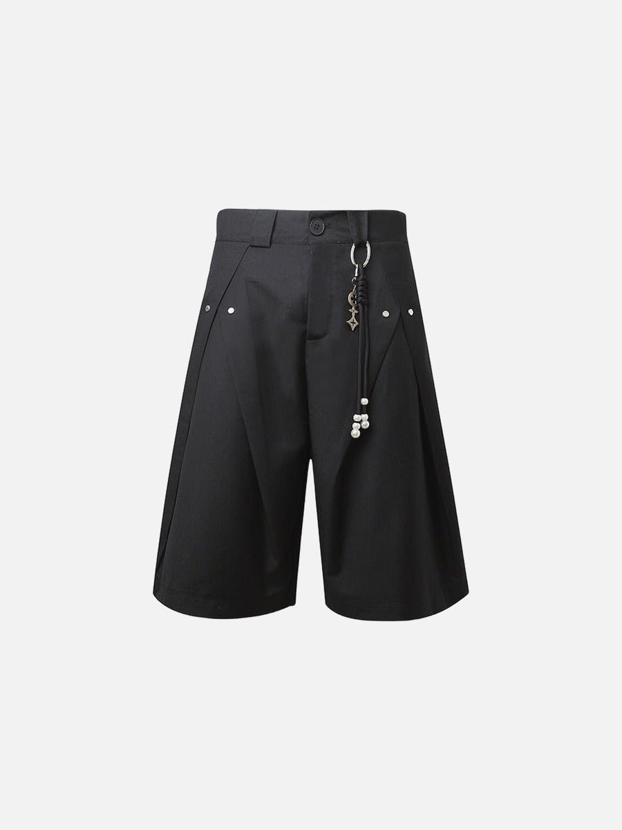 DAXUEN High-waisted wide-leg shorts with pleats and charm