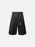 DAXUEN High-waisted wide-leg shorts with pleats and charm