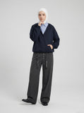 DAXUEN High-waisted wide-leg trousers in dark grey — model photo