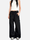 DAXUEN beige high-waisted wide-leg work trousers