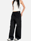 DAXUEN beige high-waisted wide-leg work trousers