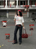 DAXUEN Short-sleeved embroidered t-shirt with horse graphic — model photo