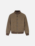 DAXUEN dark grey and brown horizontal striped mock neck cardigan jacket