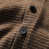 DAXUEN dark grey and brown horizontal striped mock neck cardigan jacket