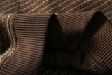 DAXUEN dark grey and brown horizontal striped mock neck cardigan jacket