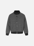 DAXUEN dark grey and brown horizontal striped mock neck cardigan jacket