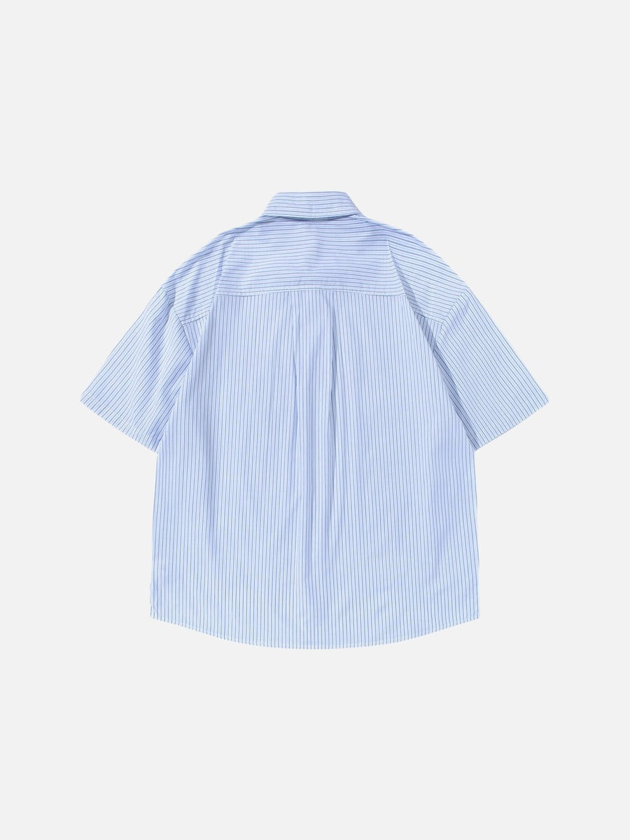 DAXUEN Oversized short-sleeved button-down shirt with stripes