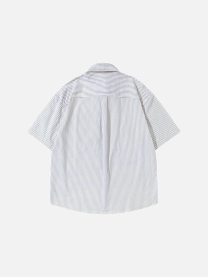 DAXUEN Oversized short-sleeved button-down shirt with stripes