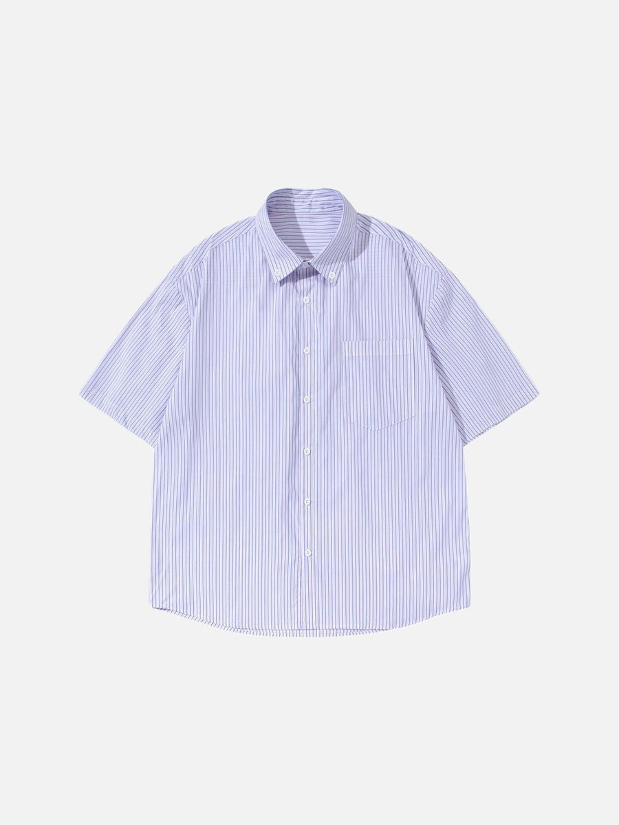 DAXUEN Oversized short-sleeved button-down shirt with stripes