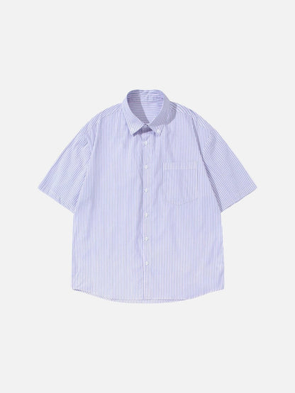 DAXUEN Oversized short-sleeved button-down shirt with stripes