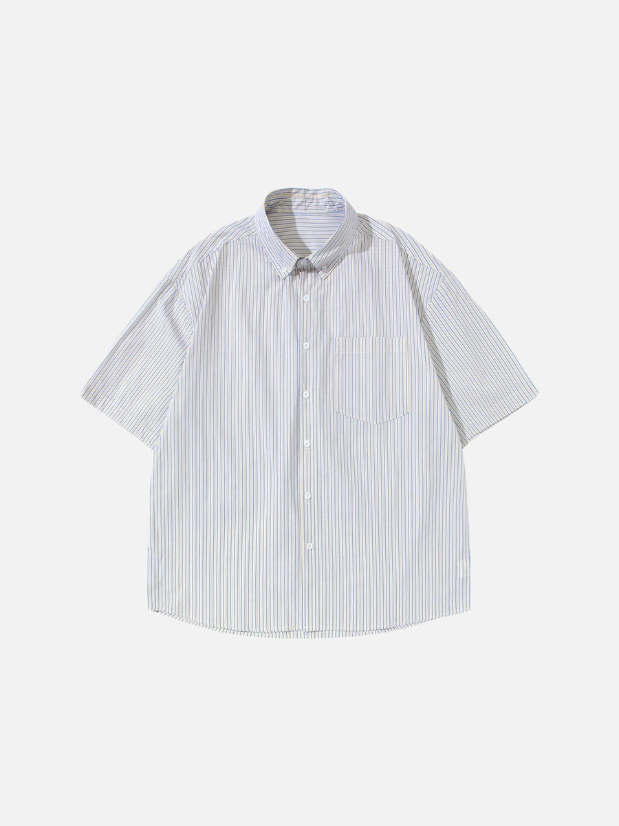DAXUEN Oversized short-sleeved button-down shirt with stripes