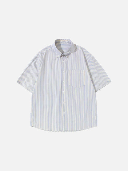 DAXUEN Oversized short-sleeved button-down shirt with stripes