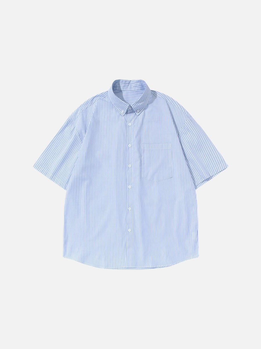 DAXUEN Oversized short-sleeved button-down shirt with stripes