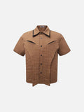 DAXUEN Houndstooth short sleeve collared shirt