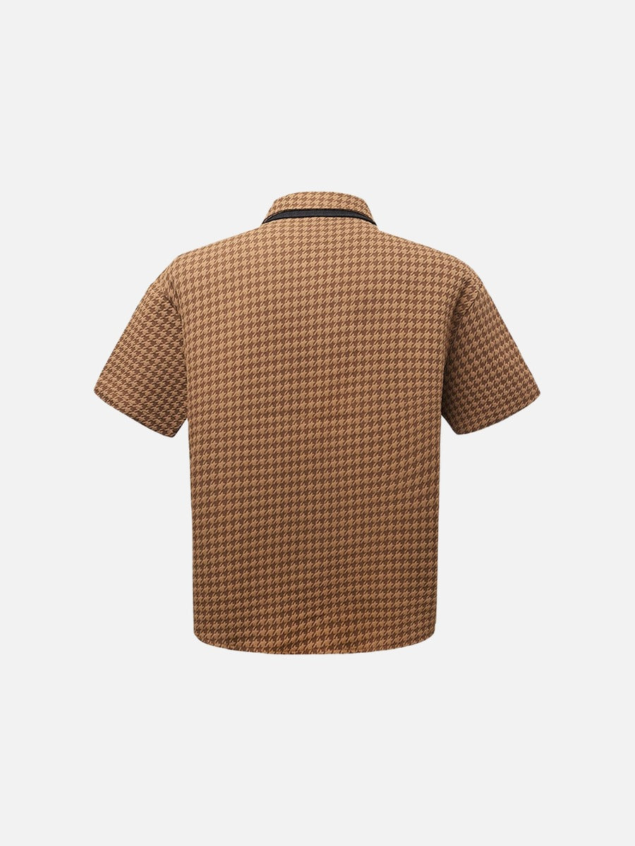 DAXUEN Houndstooth short sleeve collared shirt