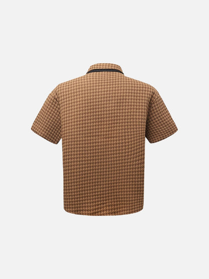 DAXUEN Houndstooth short sleeve collared shirt