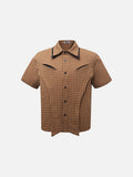 DAXUEN Houndstooth short sleeve collared shirt