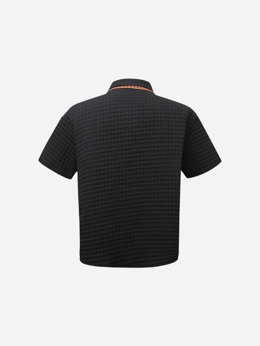 DAXUEN Houndstooth short sleeve collared shirt