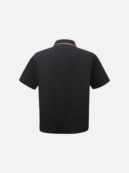 DAXUEN Houndstooth short sleeve collared shirt