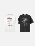 DAXUEN washed-out black oversized humanoid motion graphic tee
