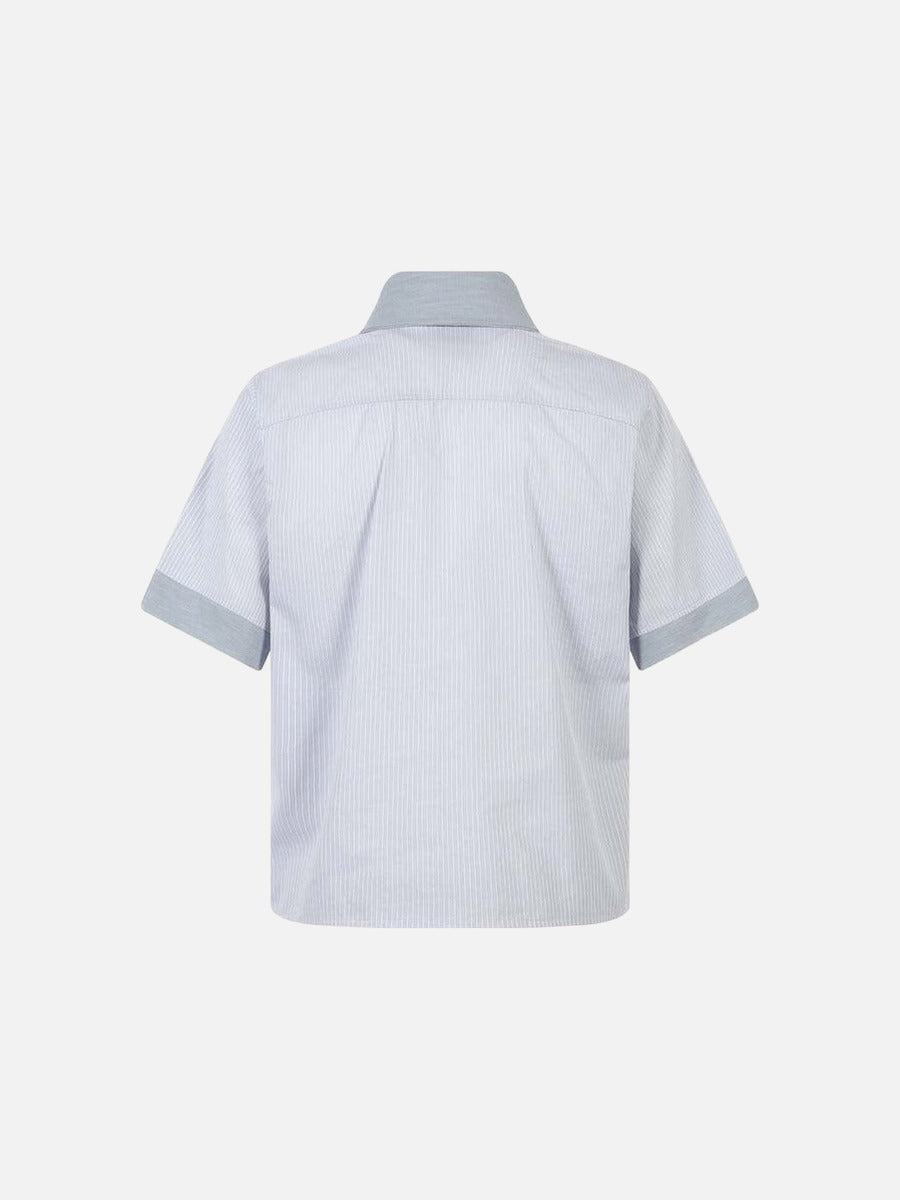 DAXUEN Hybrid stripe button-up shirt with embroidered monogram
