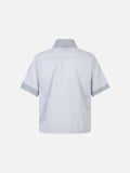 DAXUEN Hybrid stripe button-up shirt with embroidered monogram