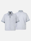 DAXUEN Hybrid stripe button-up shirt with embroidered monogram