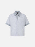 DAXUEN Hybrid stripe button-up shirt with embroidered monogram