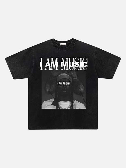 DAXUEN I AM MUSIC graphic oversized t-shirt