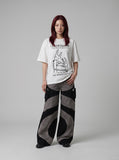 DAXUEN Short-sleeved graphic t-shirt with dog-themed prints — model photo