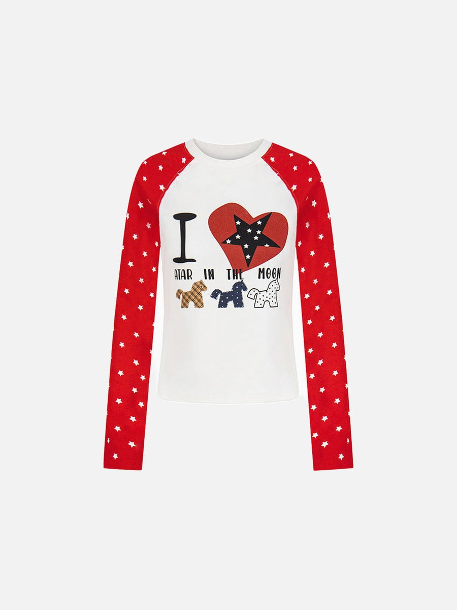 DAXUEN Long sleeve t-shirt with graphic print and raglan sleeves