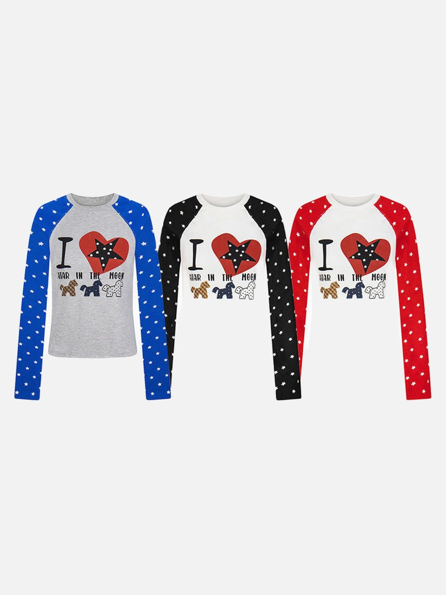 DAXUEN Long sleeve t-shirt with graphic print and raglan sleeves