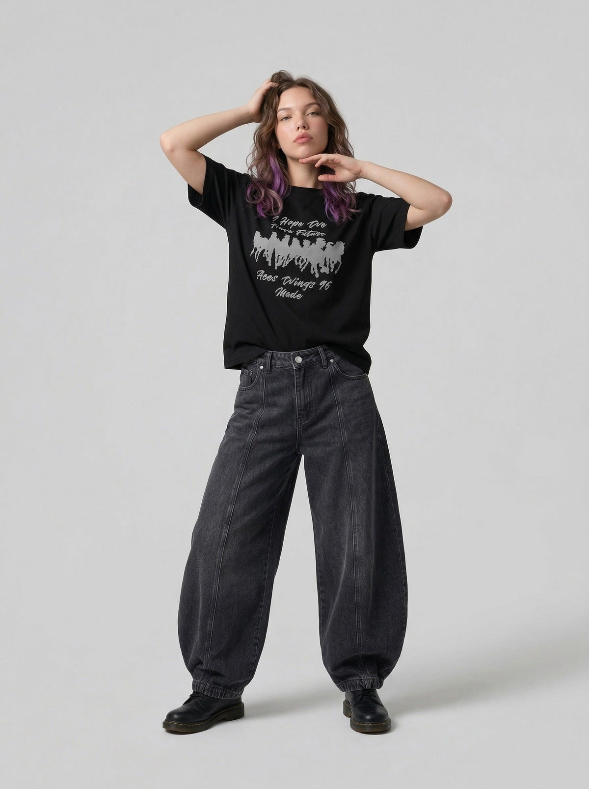 DAXUEN I Hope We Have Future graphic t-shirt — model photo