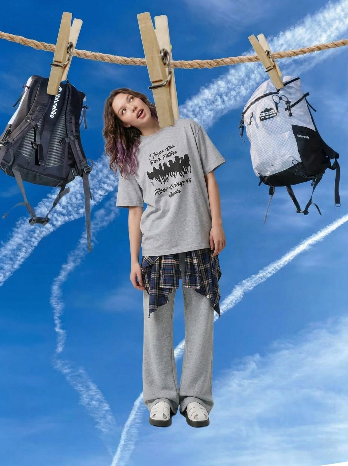 DAXUEN I Hope We Have Future graphic t-shirt — model photo