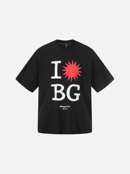 DAXUEN I Love BG graphic oversized t-shirt