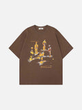 DAXUEN Oversized graphic T-shirt with human figures and text