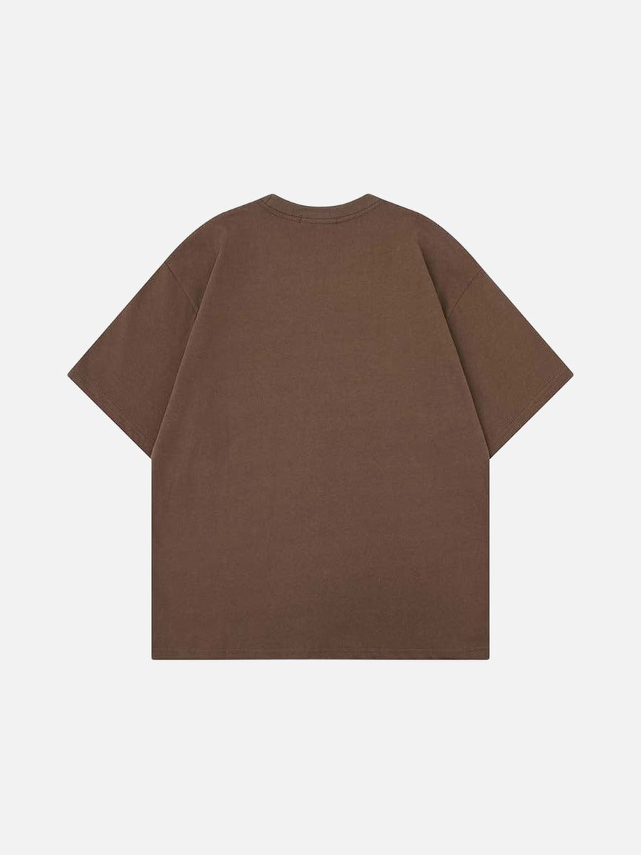 DAXUEN Oversized graphic T-shirt with human figures and text