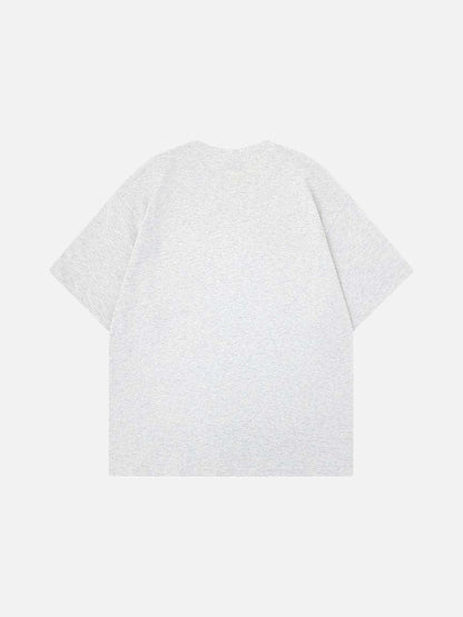 DAXUEN Oversized graphic T-shirt with human figures and text