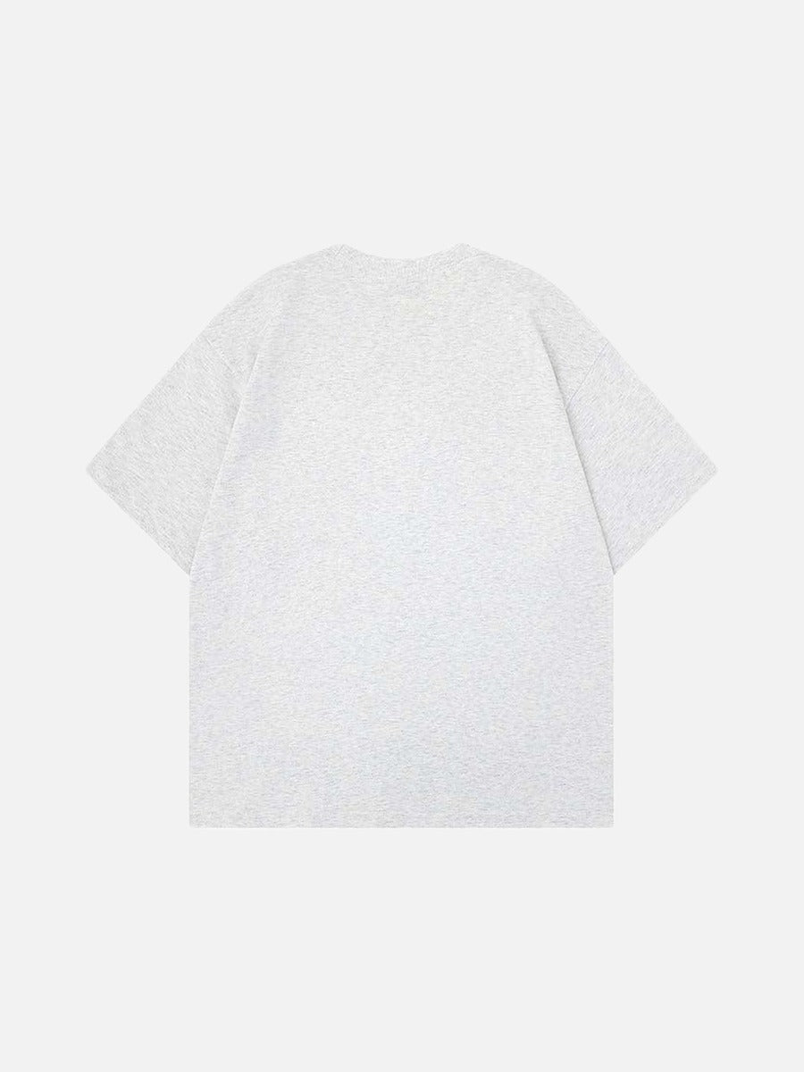 DAXUEN Oversized graphic T-shirt with human figures and text