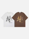 DAXUEN Oversized graphic T-shirt with human figures and text