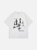 DAXUEN Oversized graphic T-shirt with human figures and text
