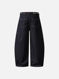 High-waisted wide-leg denim pants with bead details