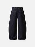 High-waisted wide-leg denim pants with bead details