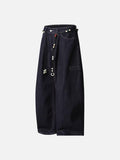 High-waisted wide-leg denim pants with bead details