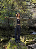 DAXUEN Dark indigo wide-leg denim jeans — model photo