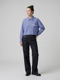 DAXUEN Dark indigo wide-leg denim jeans — model photo
